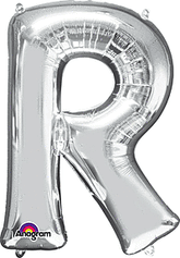 Silver Letter "R" Shaped Mylar Super Balloon 34 Inch